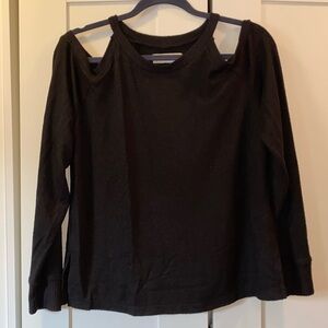 Lucky Brand Cold Shoulder Black Soft Long Sleeve Shirt Size Small